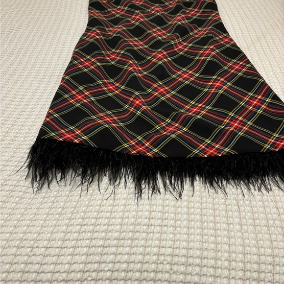 Plaid Sleeveless Dress with Feather Hem - Picture 6 of 10